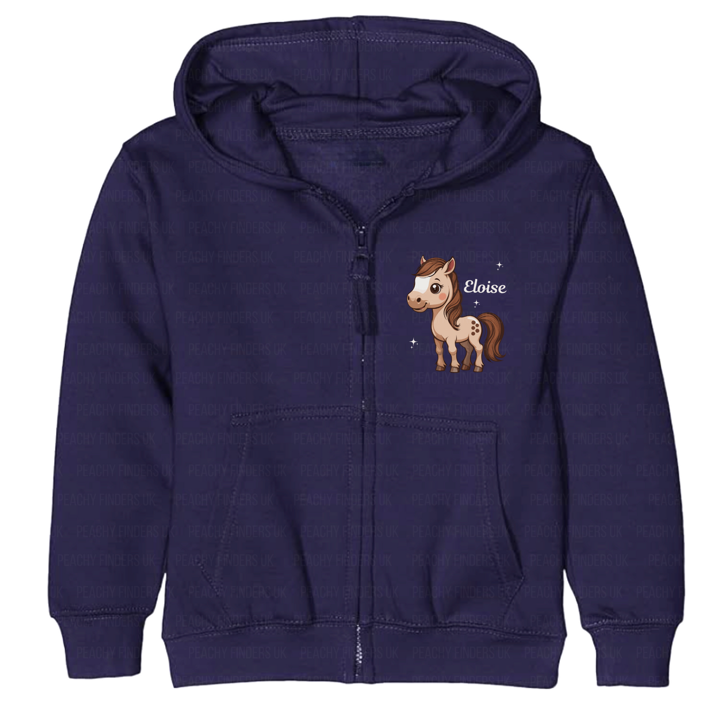Girls Personalised Horse/Pony Full Zip Hoodie | 3 - 13 years