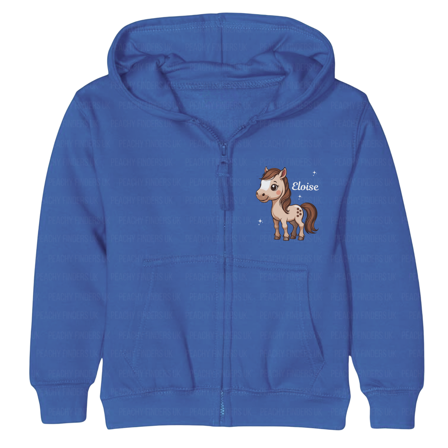 Girls Personalised Horse/Pony Full Zip Hoodie | 3 - 13 years