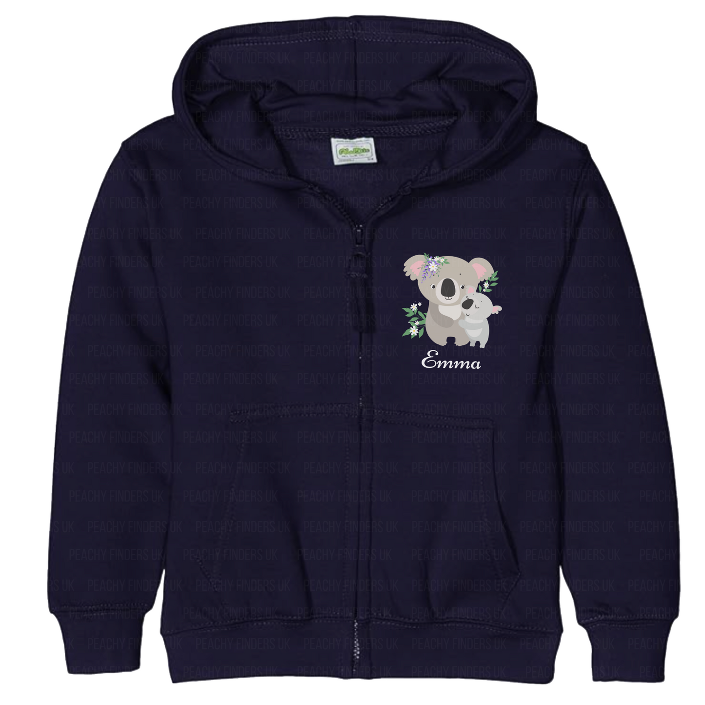 Girls Personalised Mumma & Baby Koala Zip Hoodie | 3 - 13 years