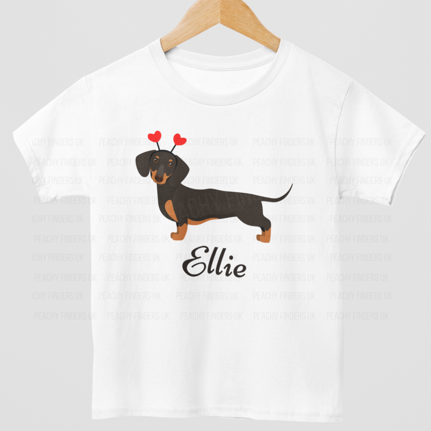 Kids Sausage Dog with Hearts T-shirt | 3 - 13 years