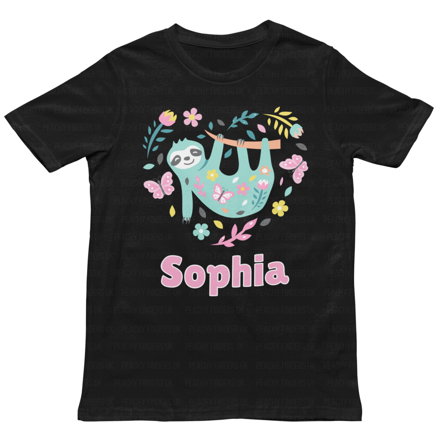 Girls Personalised Sloth Heart T-shirt | 3 - 13 years