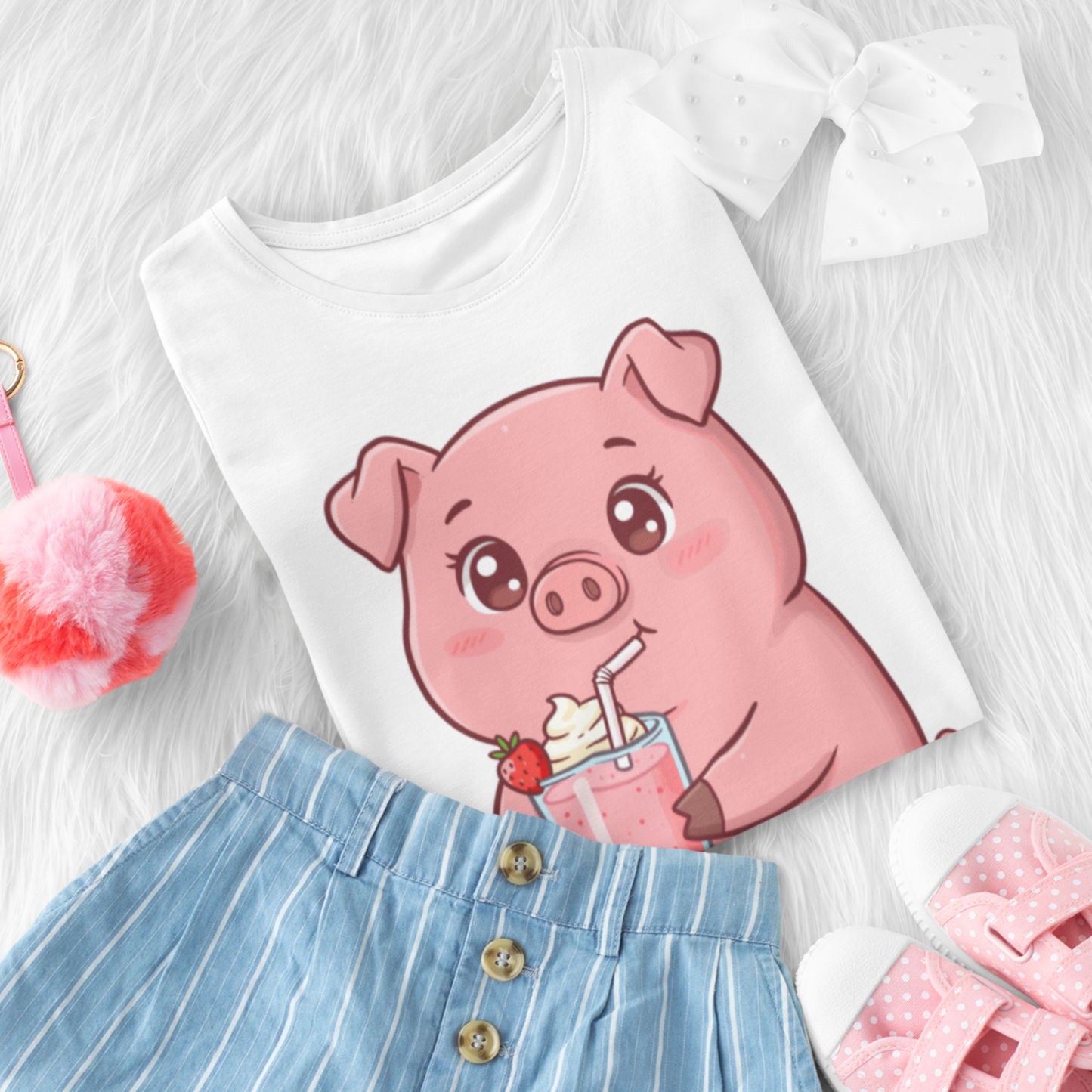 Kids Milkshake Piggy Cotton T-shirt