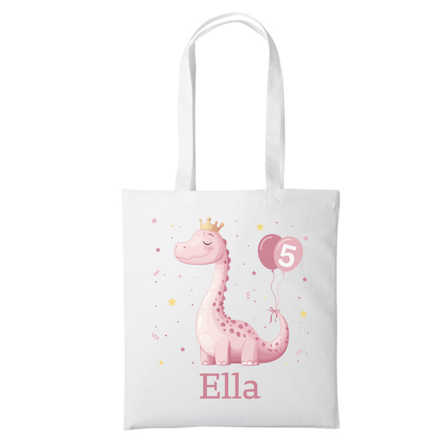 Personalised Dinosaur Princess Birthday Tote Bag – Girls Dino Bag