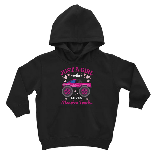 Just a Girl Who Loves Monster Trucks Hoodie – Pink Monster Truck
