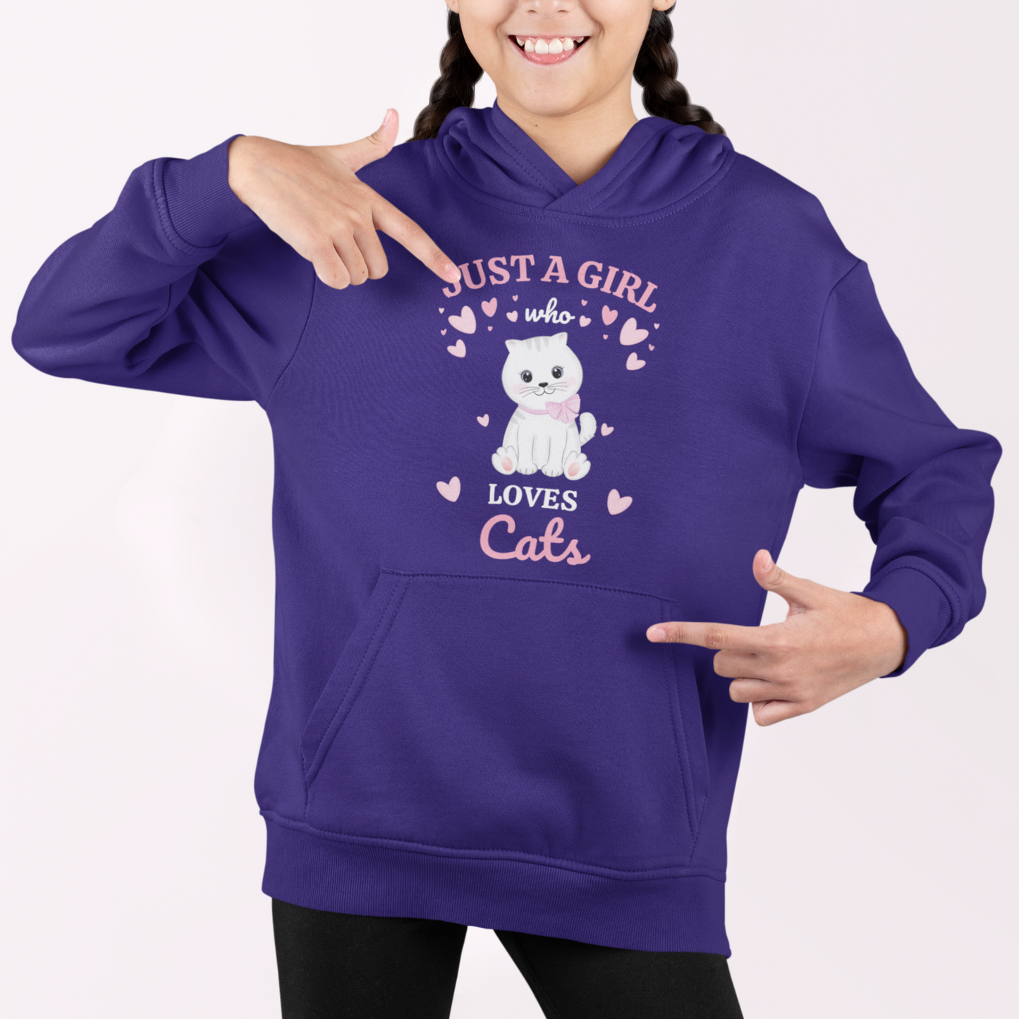 Just A Girl Who Loves Cats - Girls Pullover Hoodie