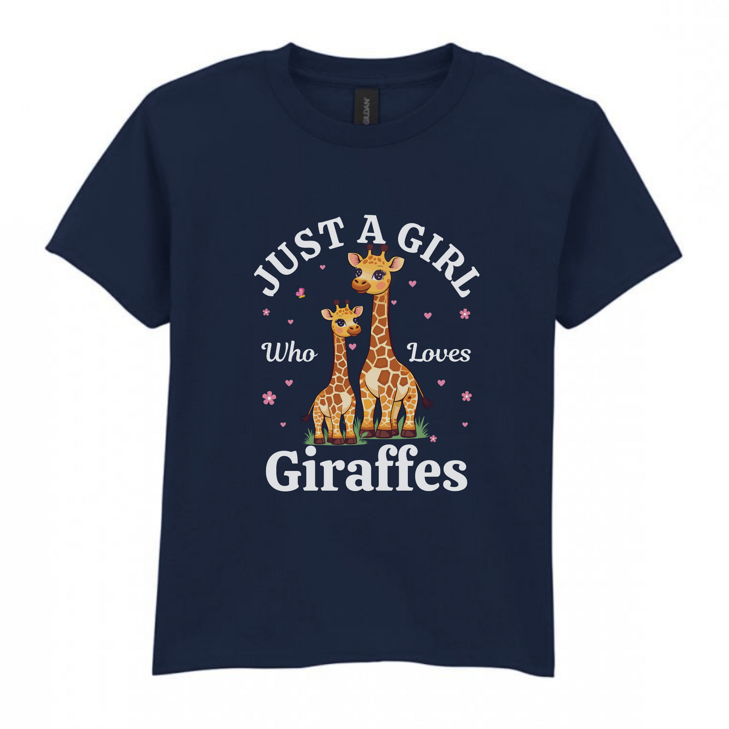 Girls Giraffe T-Shirt – “Just a Girl Who Loves Giraffes” Graphic Tee (Ages 3-13)