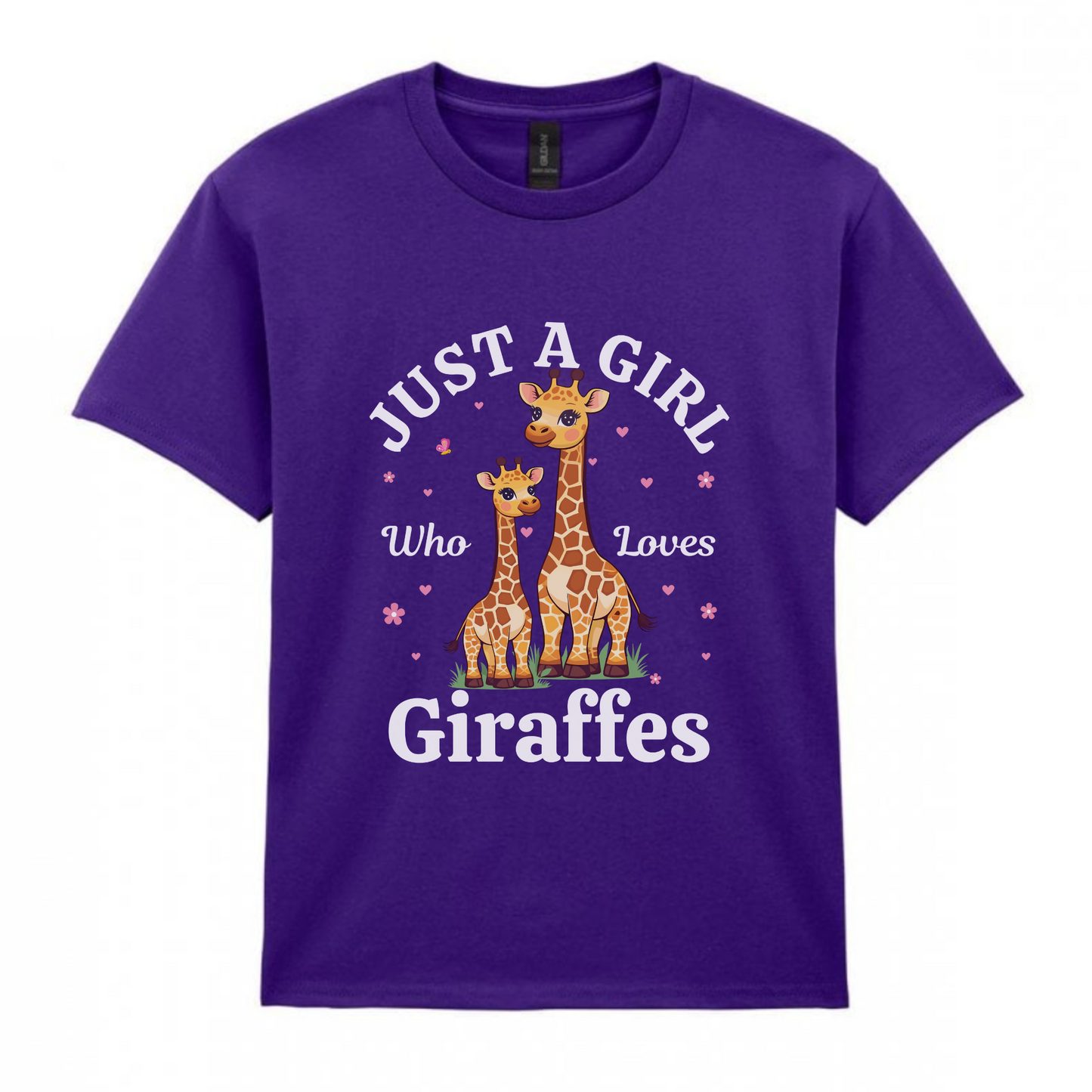 Girls Giraffe T-Shirt – “Just a Girl Who Loves Giraffes” Graphic Tee (Ages 3-13)