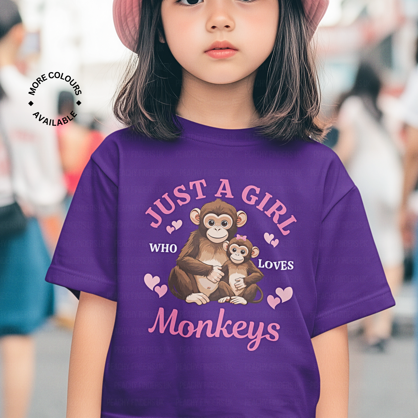 "Just A Girl Who Loves Monkeys" - Girls Monkey T-shirt (Ages 3-13 yrs)