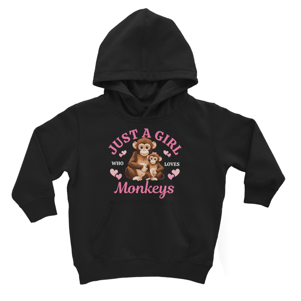"Just A Girl Who Loves Monkey's" - Girls Pullover Hoodie | 3 - 13 years