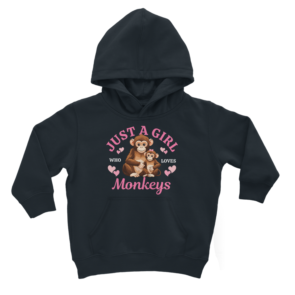 "Just A Girl Who Loves Monkey's" - Girls Pullover Hoodie | 3 - 13 years