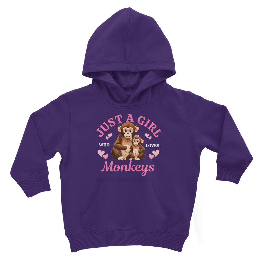 "Just A Girl Who Loves Monkey's" - Girls Pullover Hoodie | 3 - 13 years