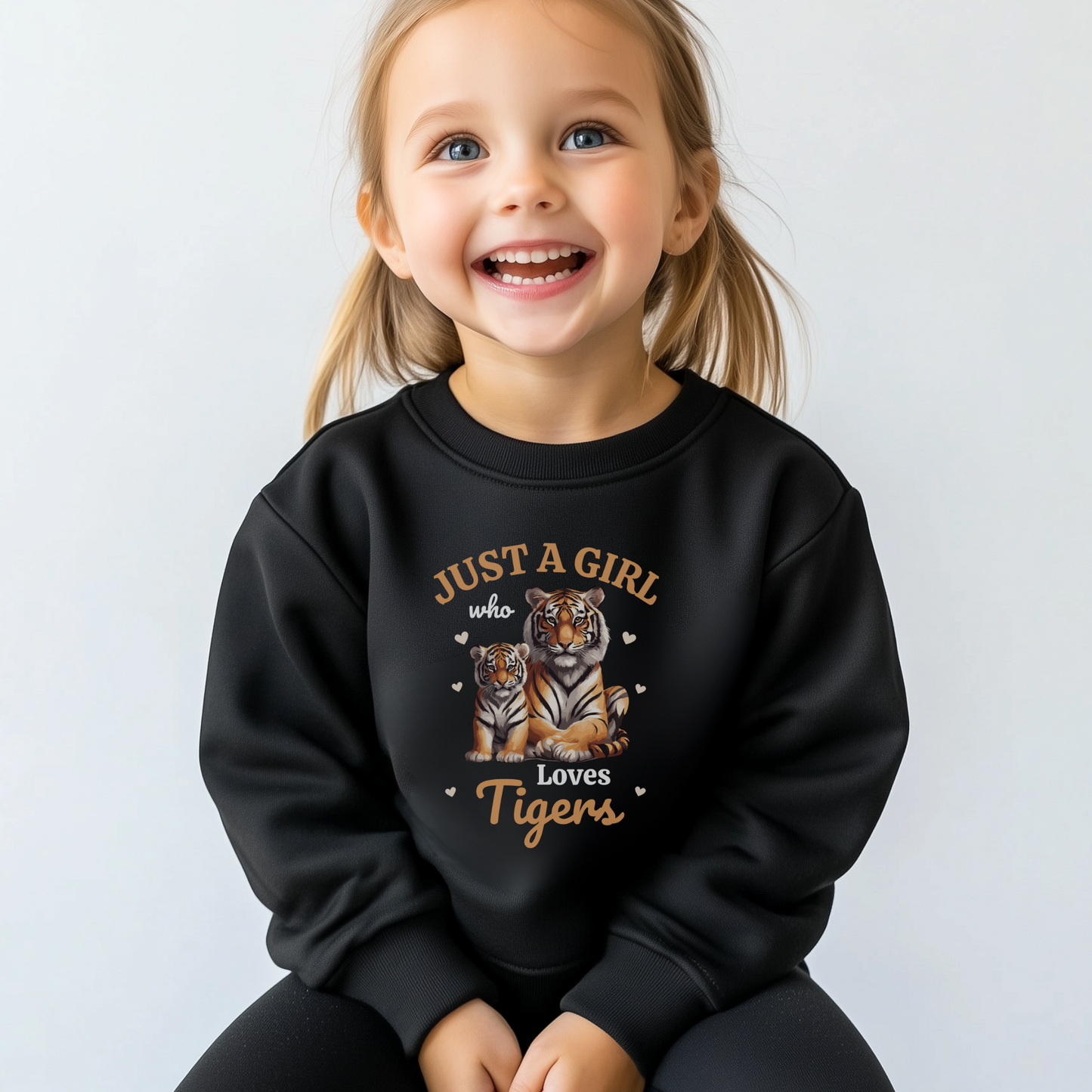 Just a Girl who loves Tigers - Girls Tiger Sweatshirt | 3 - 13 years