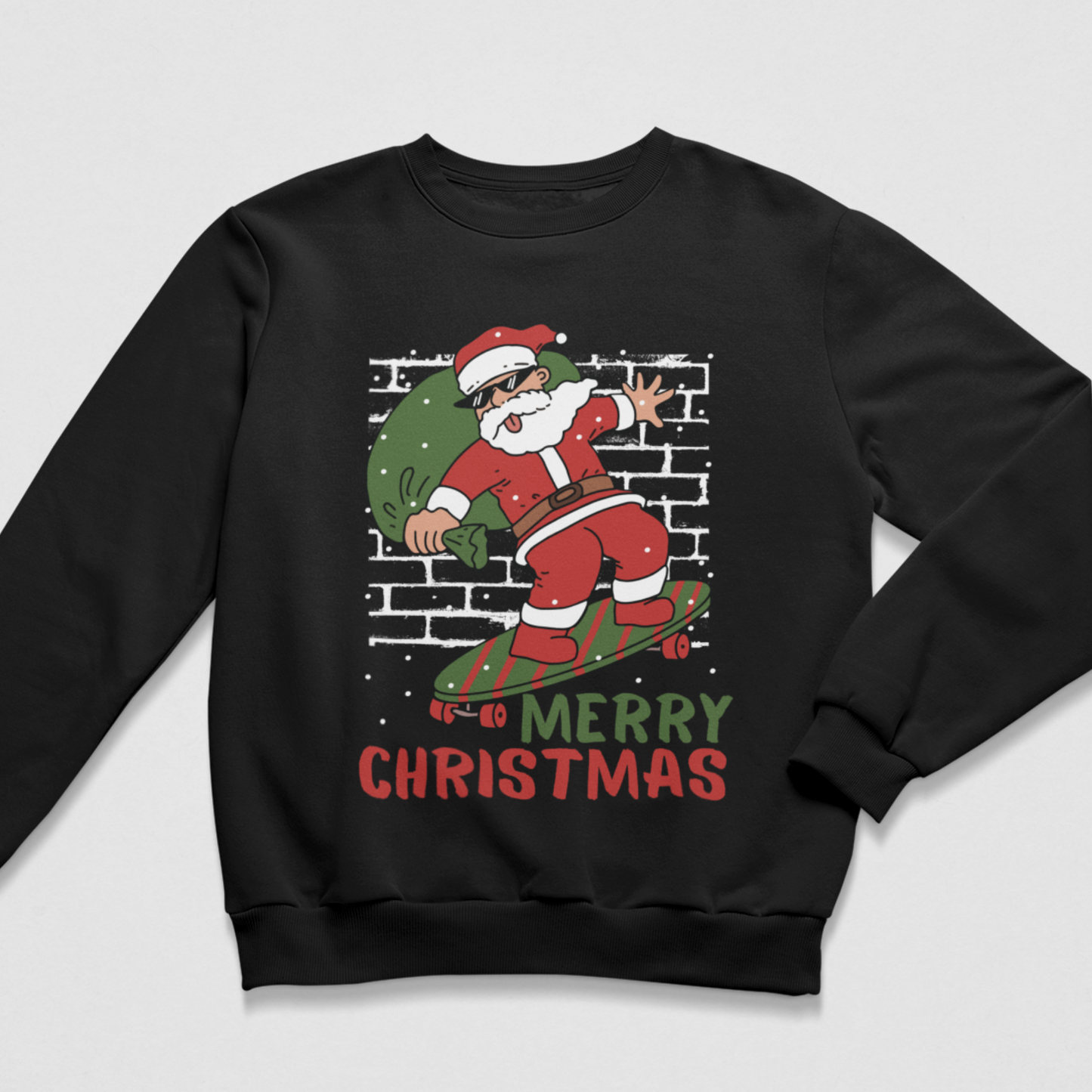 Kids Skateboarding Santa Christmas Sweatshirt - Cool Father Christmas Jumper