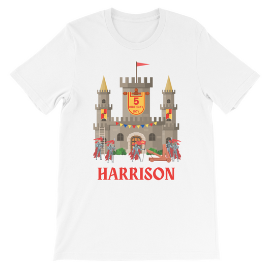 Boys Castle & Knights Birthday Themed T-shirt (3-11 Yrs)