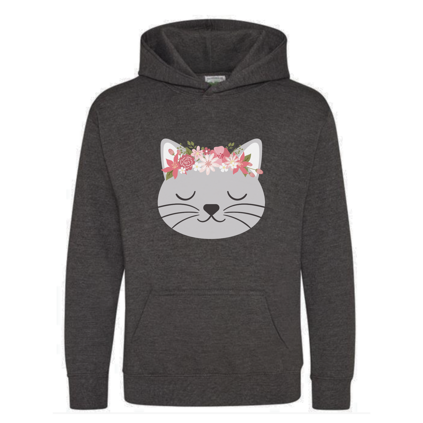 Girls Floral Cat Pullover Hoodie | 3 - 13 years