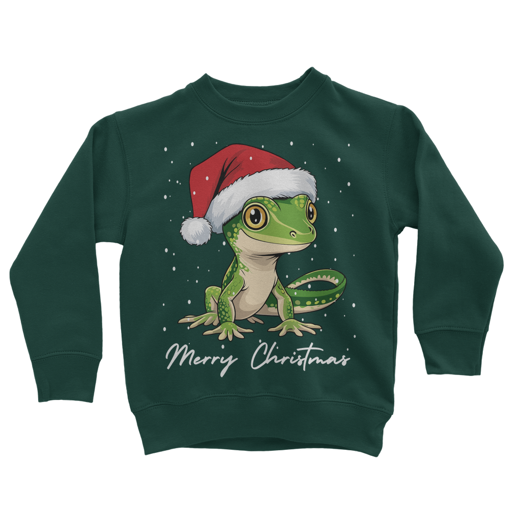 Kids Christmas Gecko Sweatshirt - Festive Reptile Jumper