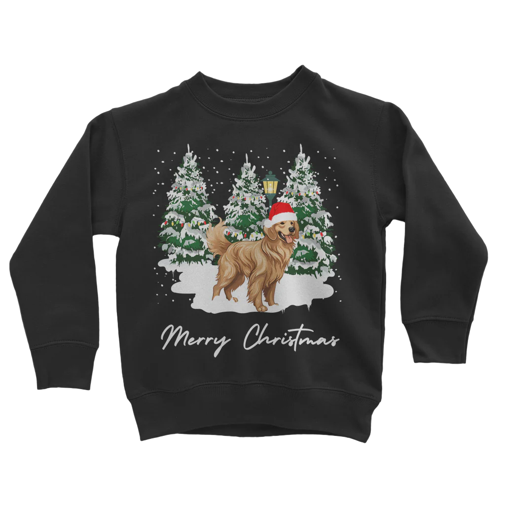 Kids Christmas Golden Retriever Sweatshirt