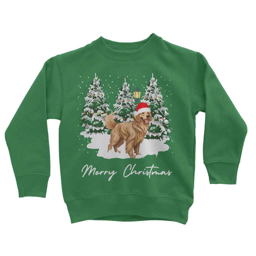 Kids Christmas Golden Retriever Sweatshirt