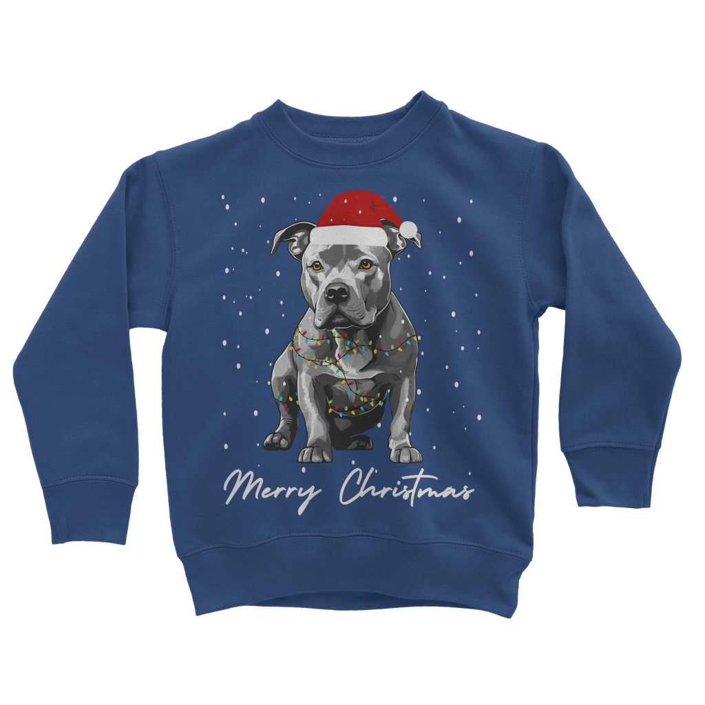 Kids Staffy Christmas Sweatshirt – Dog Lover Jumper (5-13 yrs)