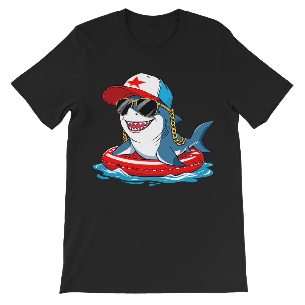 Kids Cool Shark on Pool Float T-shirt | 3-13 years