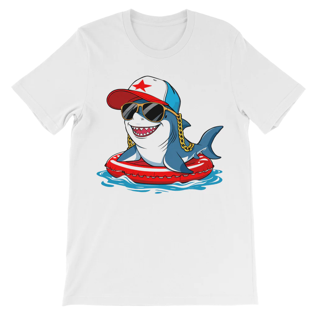 Kids Cool Shark on Pool Float T-shirt | 3-13 years