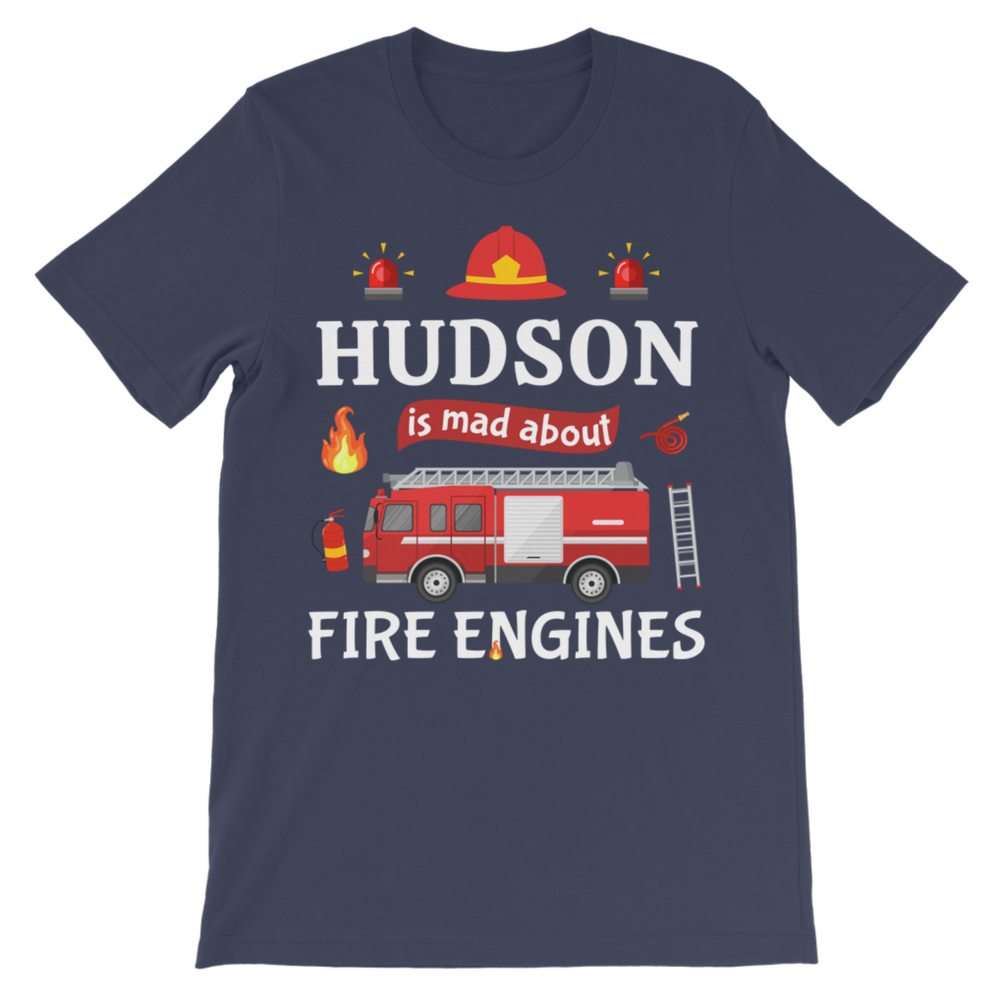 Kids Personalised “Mad About Fire Engines” T-shirt (3-11 Yrs)