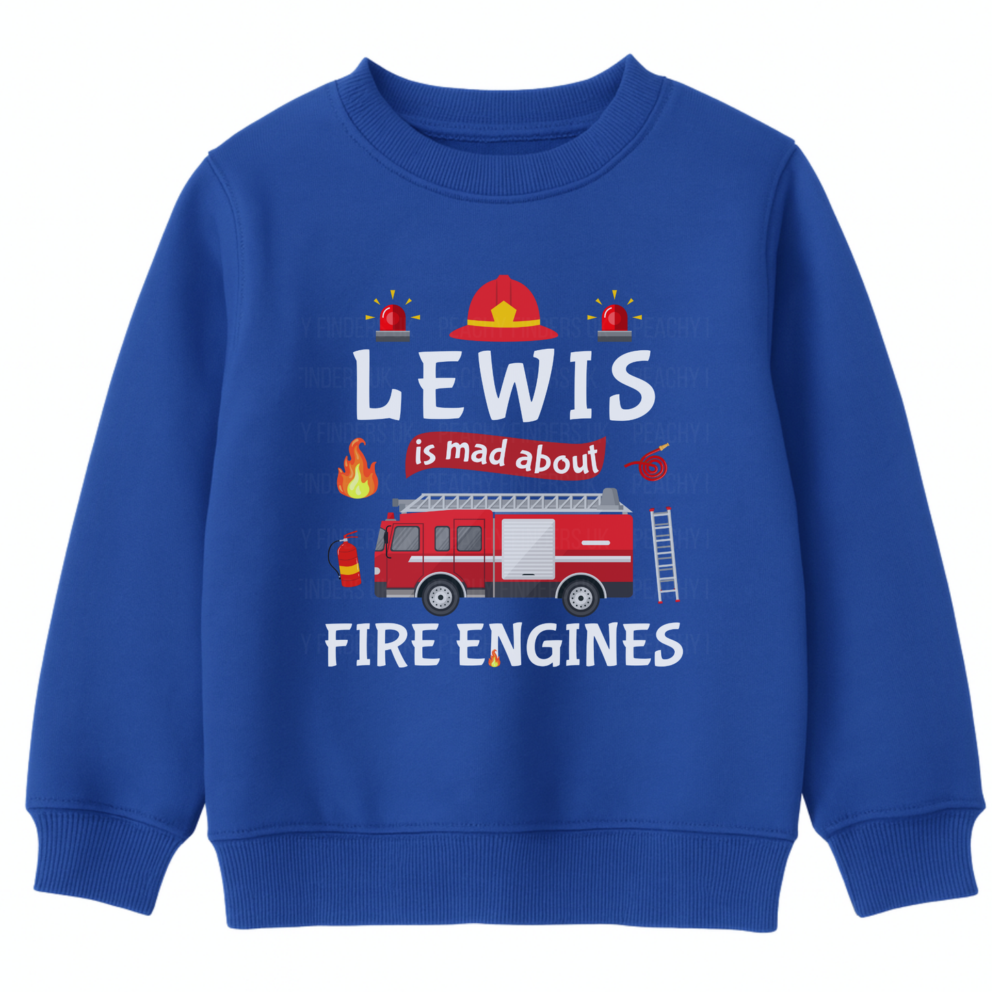 Personalised Fire Engine Kids Sweatshirt - “Mad About Fire Engines”