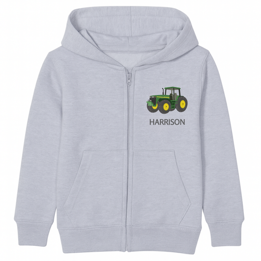 Kids Personalised Tractor Zip Hoodie (3-13 Yrs)
