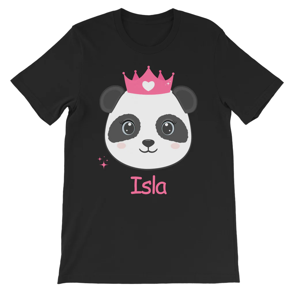 Girls Personalised Cute Princess Panda T-shirt