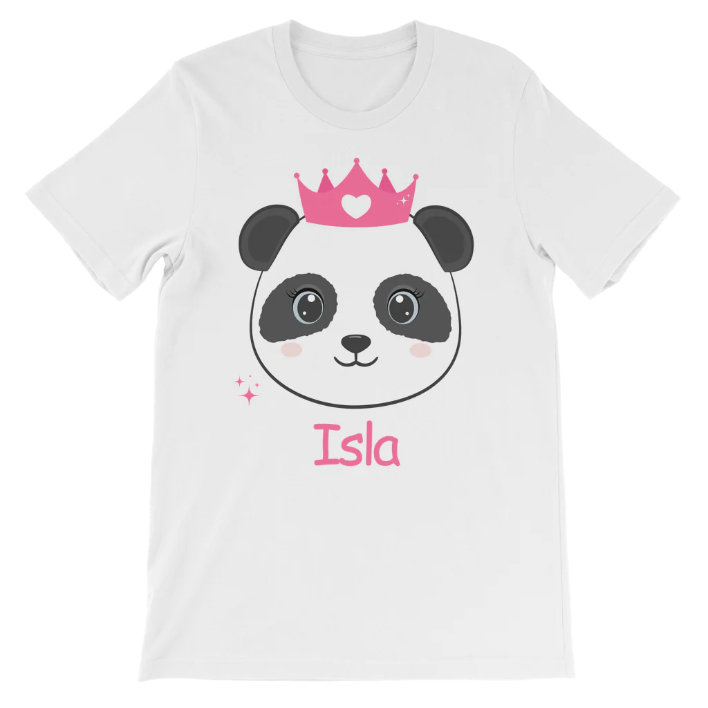 Girls Personalised Cute Princess Panda T-shirt