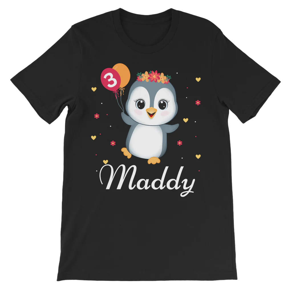 Girls Birthday Penguin T-shirt | 3 - 11 years