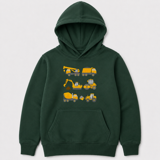 Kids Digger Construction Vehicles Hoodie (Ages 3-11)