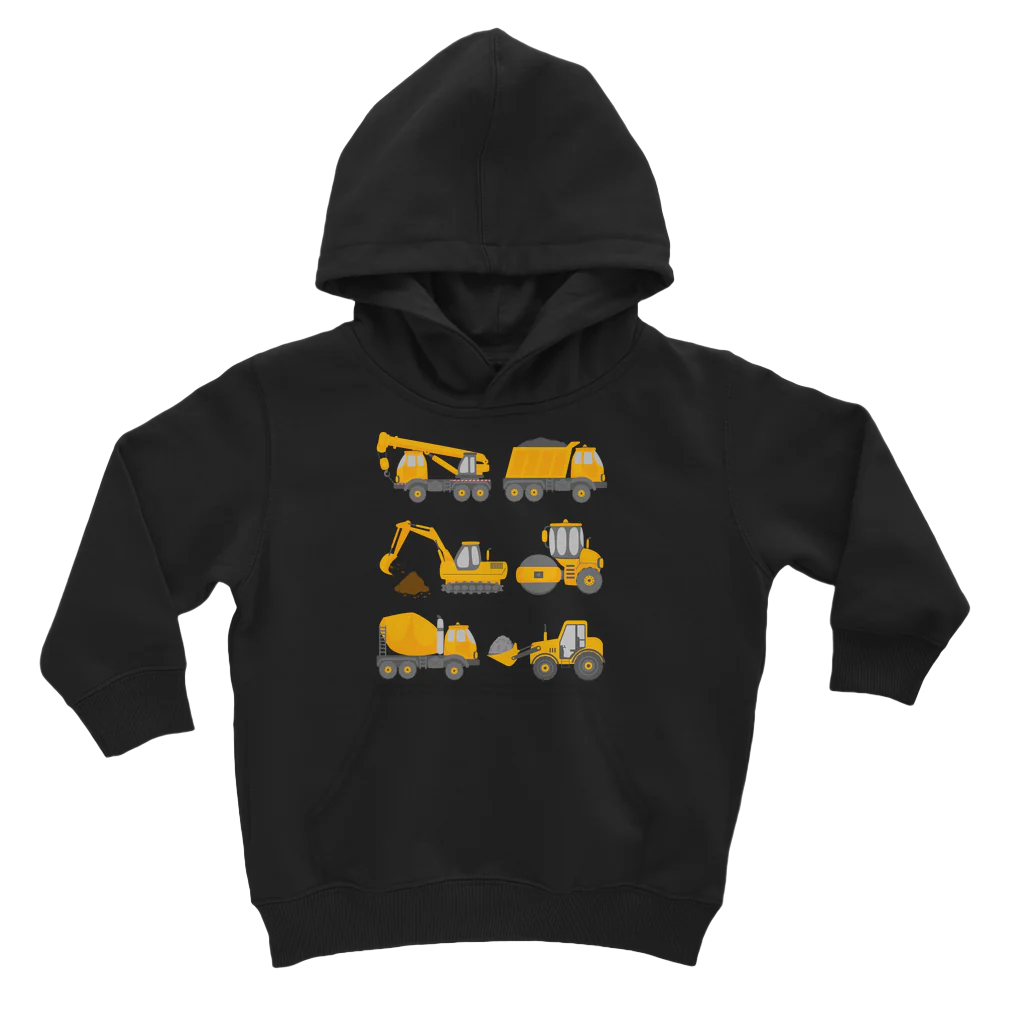Diggers & Construction Vehicles - Kids Pullover Hoodie