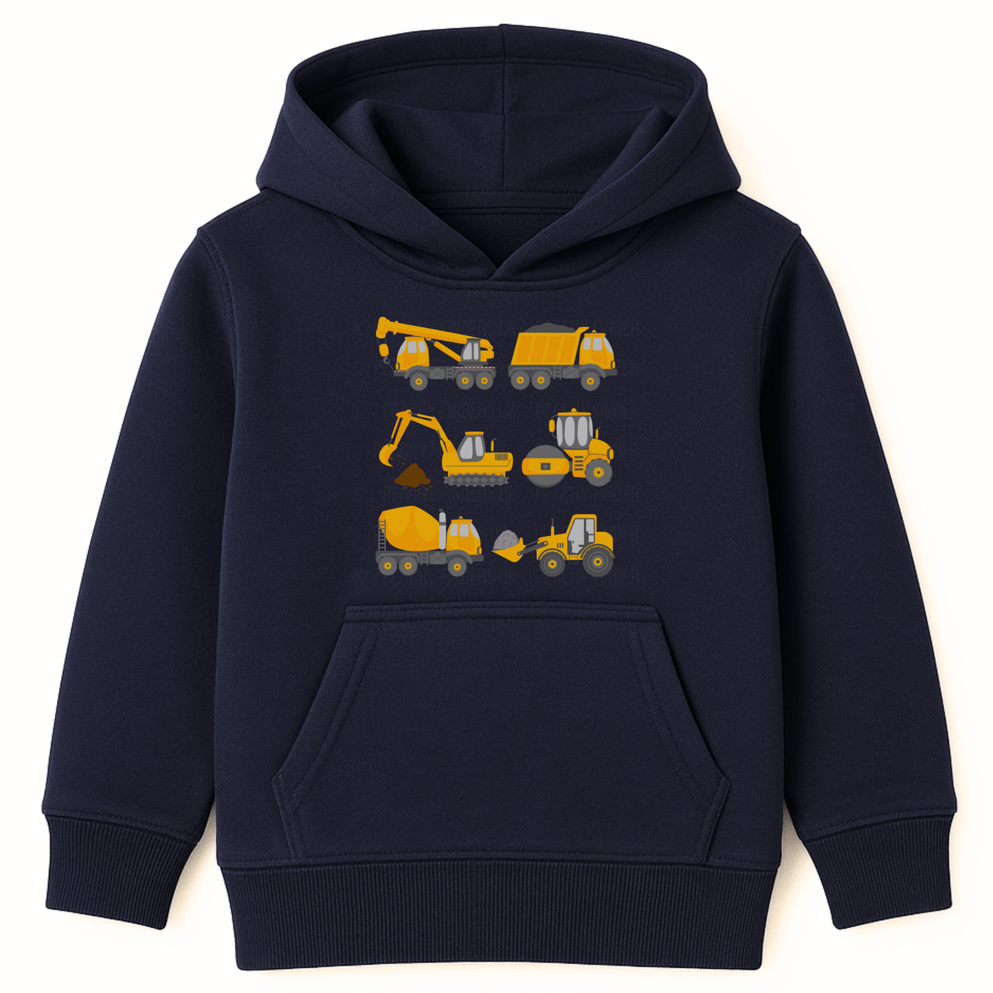 Kids Construction Vehicle Hoodie - Diggers, Trucks & Tractors (Ages 3-11)