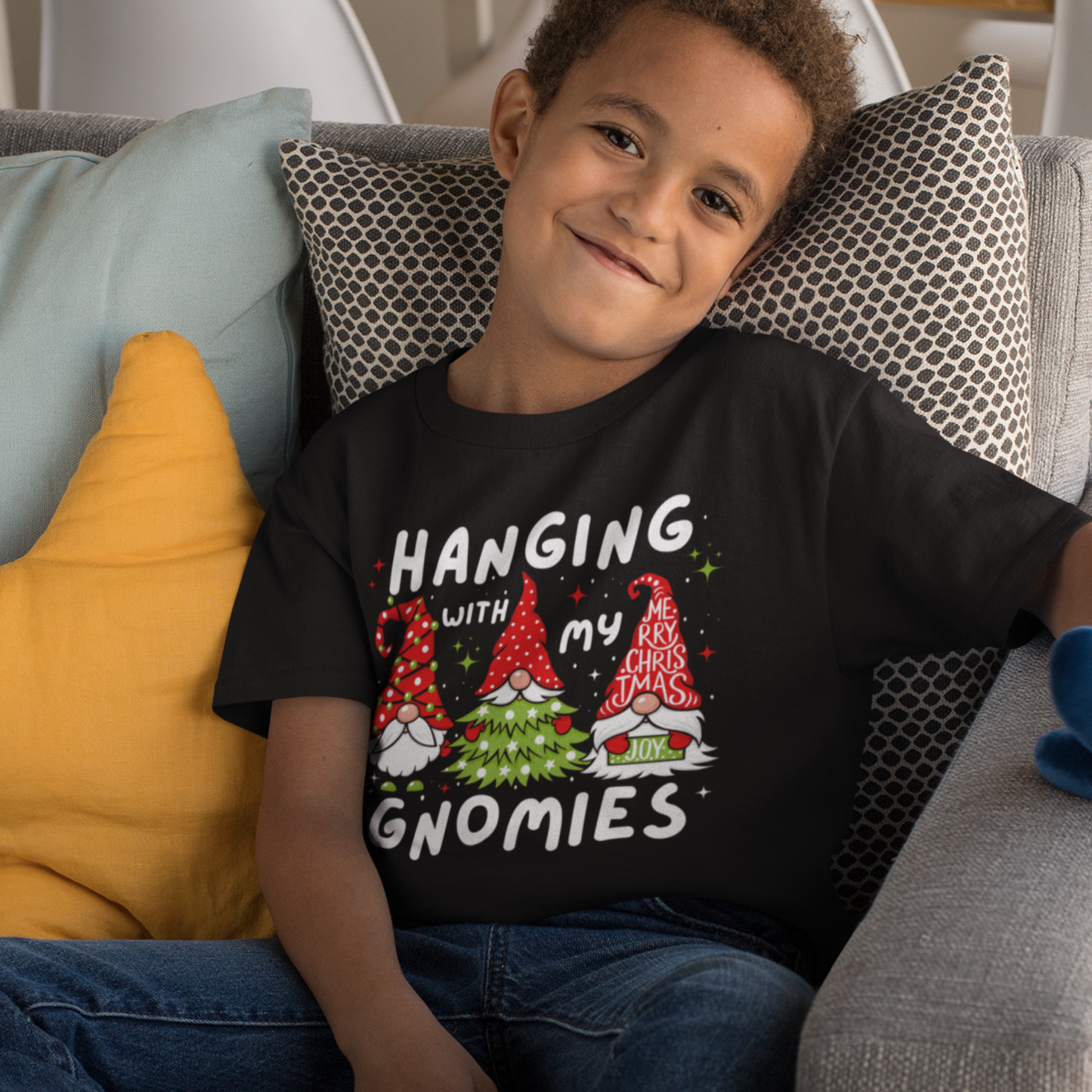 Kids "Hanging with my Gnomies" Christmas T-shirt | 3 - 13 years