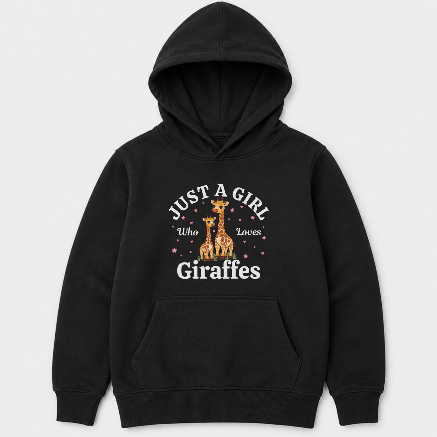 "Just a Girl Who Loves Giraffes" - Girls Giraffe Pullover Hoodie (3-13 yrs)