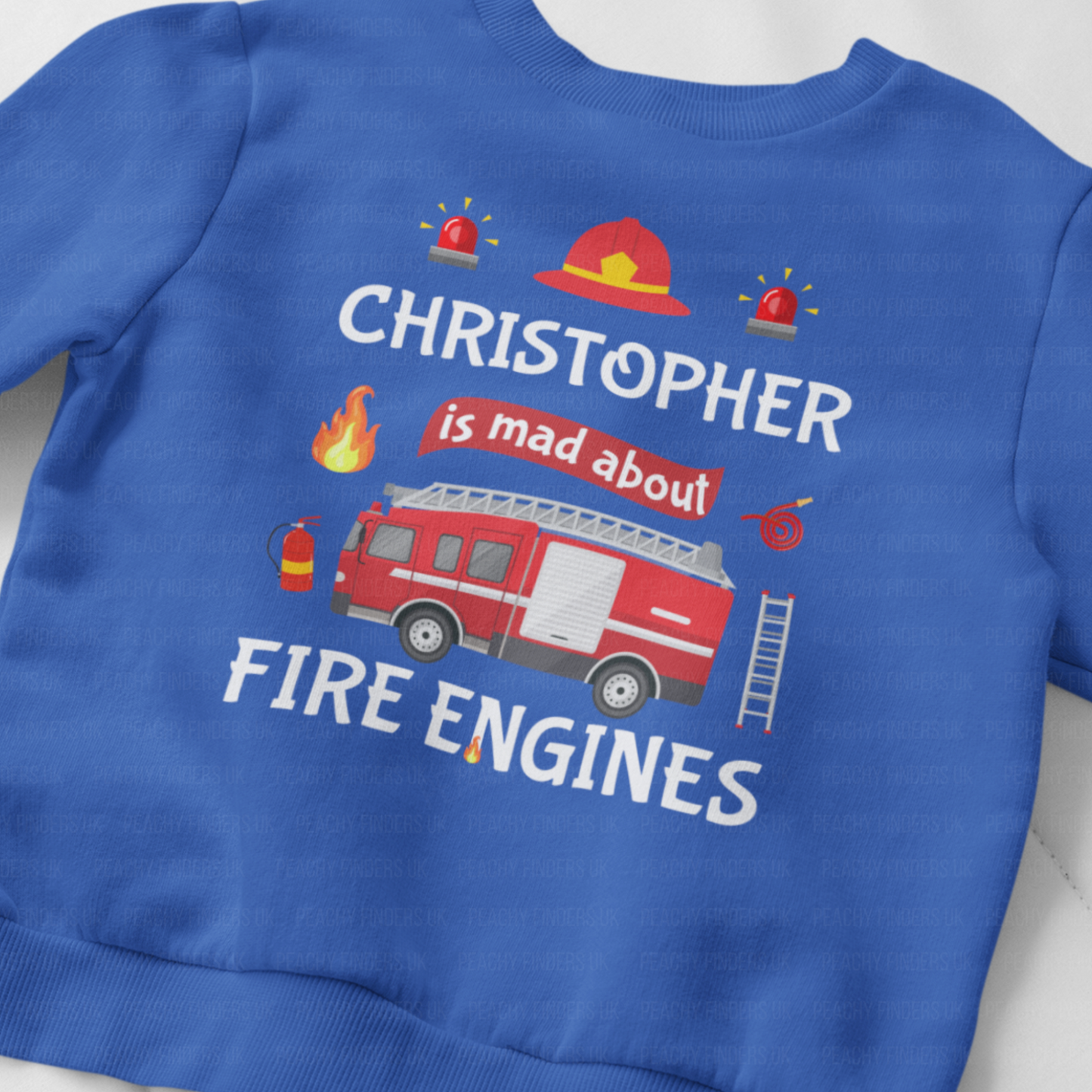 Boys Personalised "Mad About Fire Engines" Sweatshirt