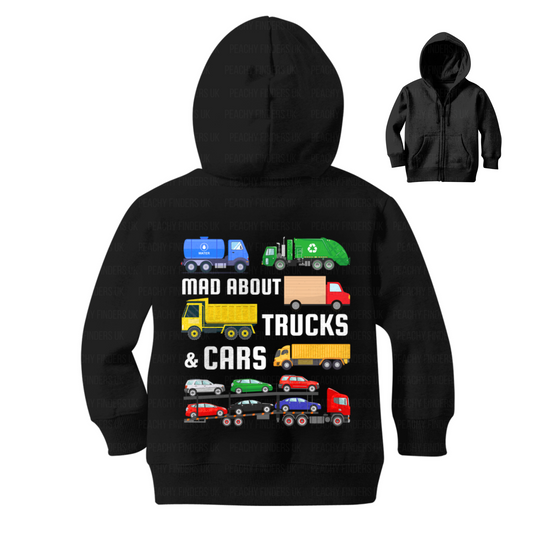 Boys "Mad about Trucks and Cars Full Zip Hoodie