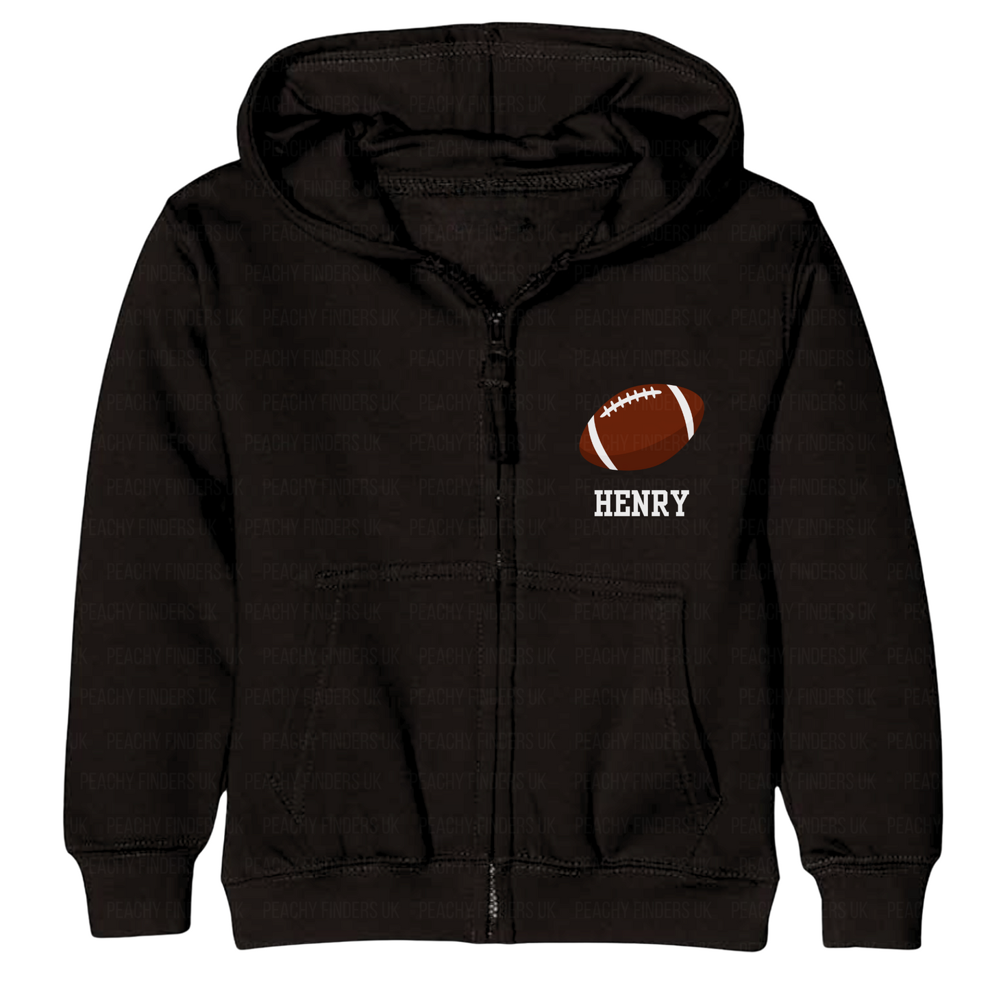 Unisex Kids Personalised American Football Zip Hoodie | 3 - 13 years