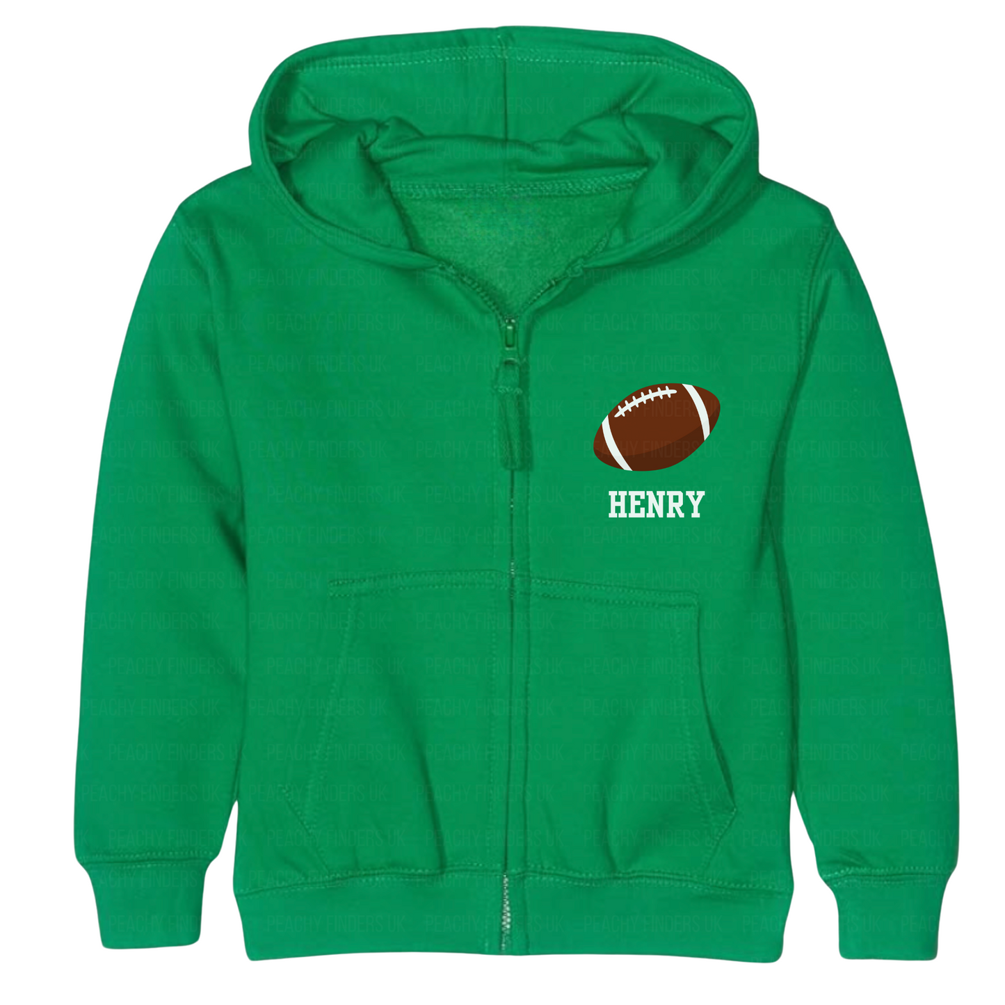 Unisex Kids Personalised American Football Zip Hoodie | 3 - 13 years