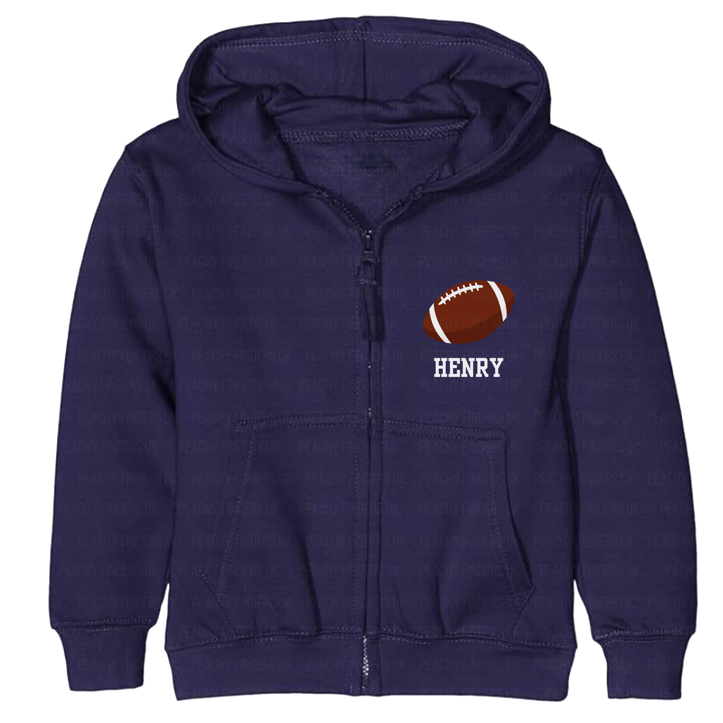 Unisex Kids Personalised American Football Zip Hoodie | 3 - 13 years