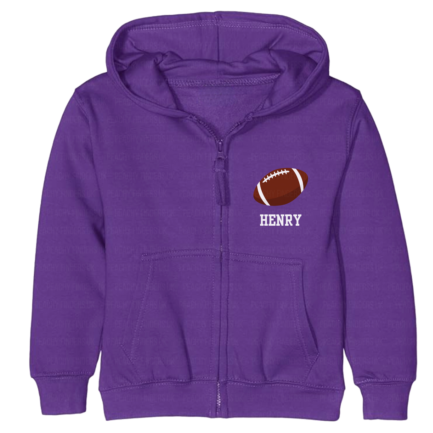 Unisex Kids Personalised American Football Zip Hoodie | 3 - 13 years