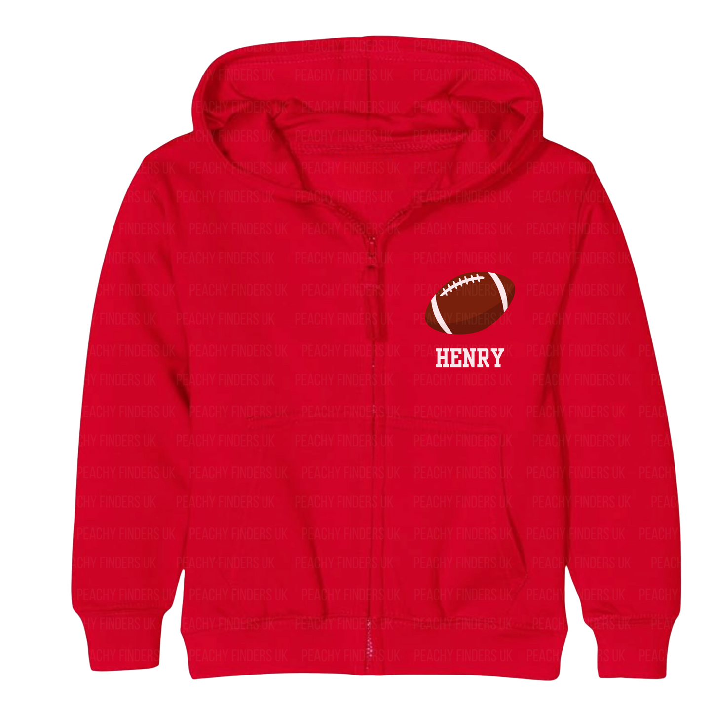 Unisex Kids Personalised American Football Zip Hoodie | 3 - 13 years