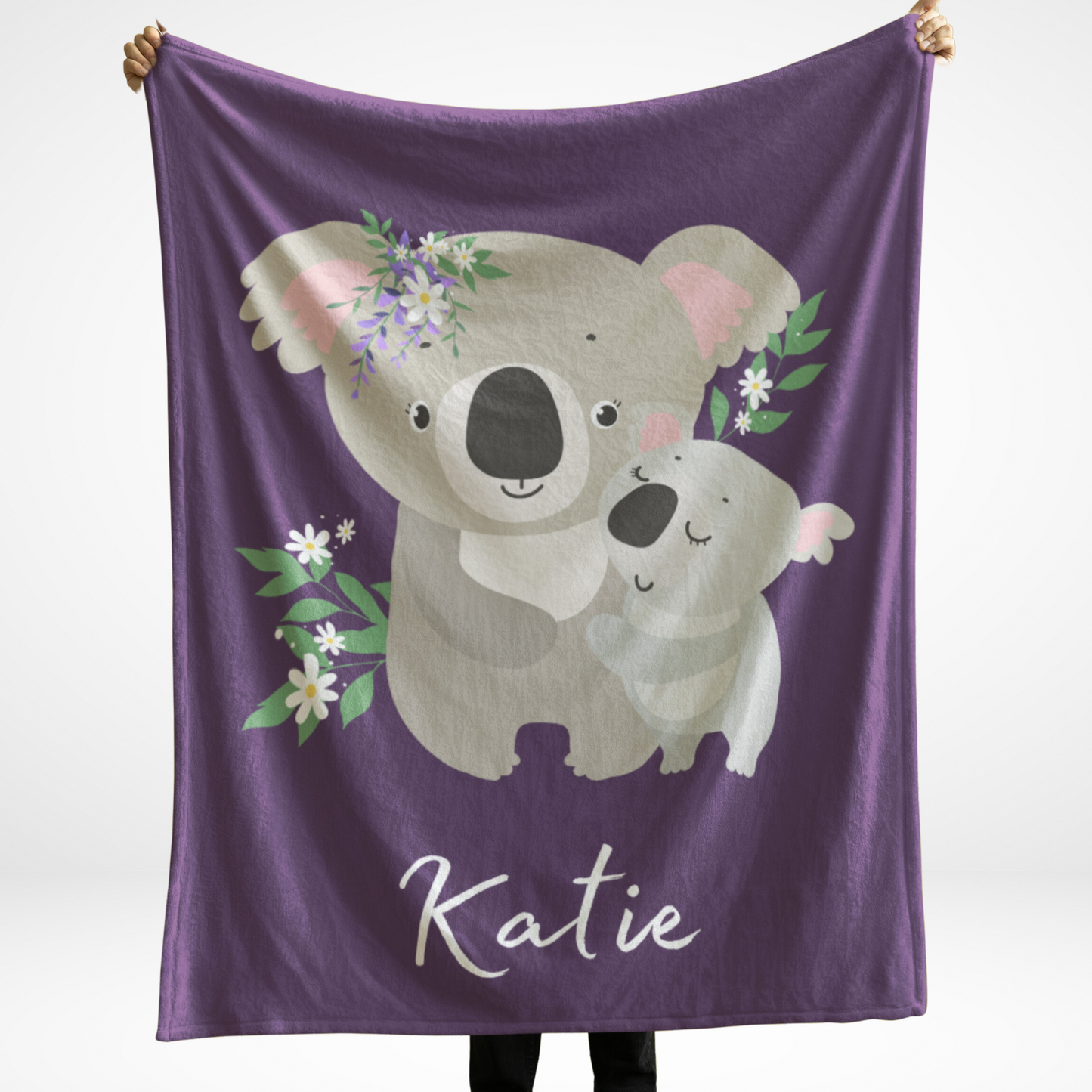 Girls Personalised Mum & Baby Koala Blanket 130cm x 175cm