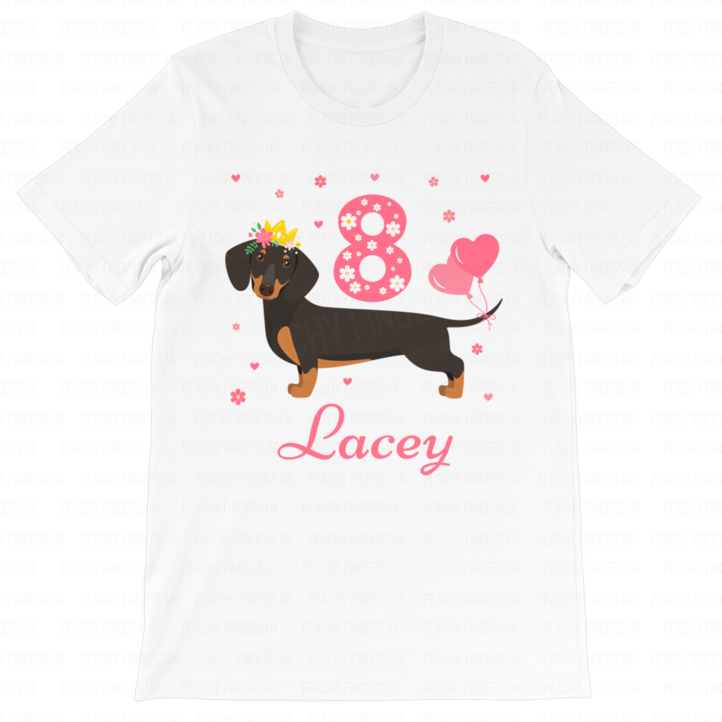 Girls Personalised Birthday Dachshund T-shirt | 3 - 11 years