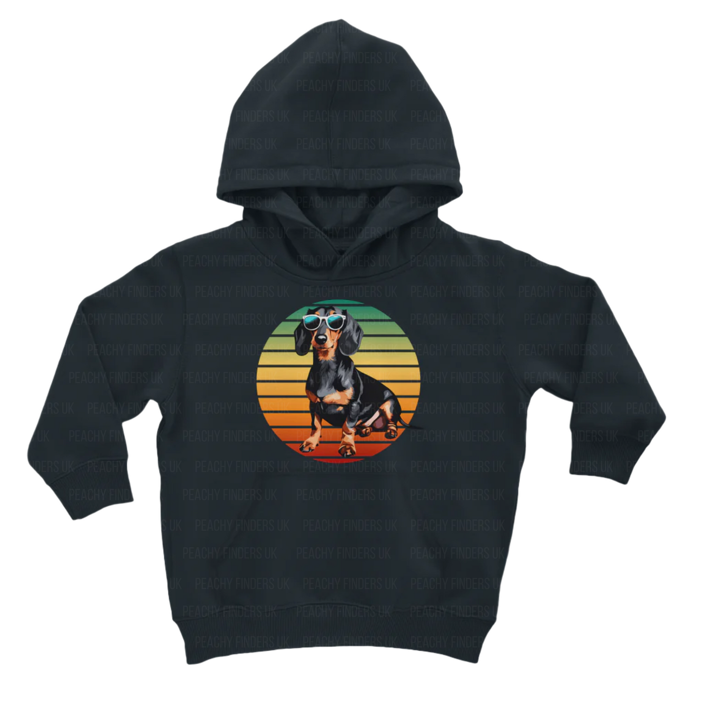 Kids Retro Themed Dachshund Pullover Hoodie | 3 - 13 years