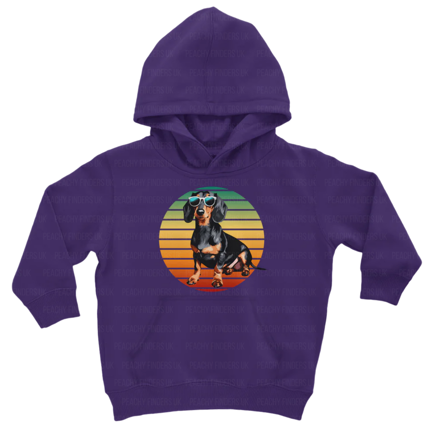 Kids Retro Themed Dachshund Pullover Hoodie | 3 - 13 years