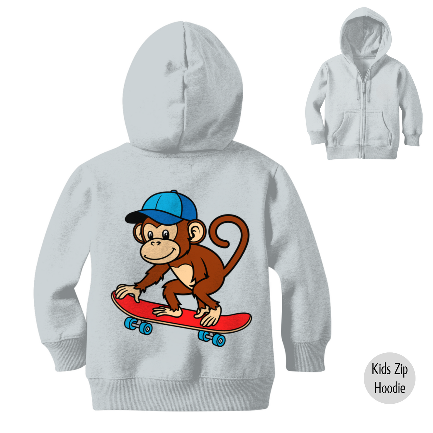 Kids Skateboarding Monkey Zip Hoodie