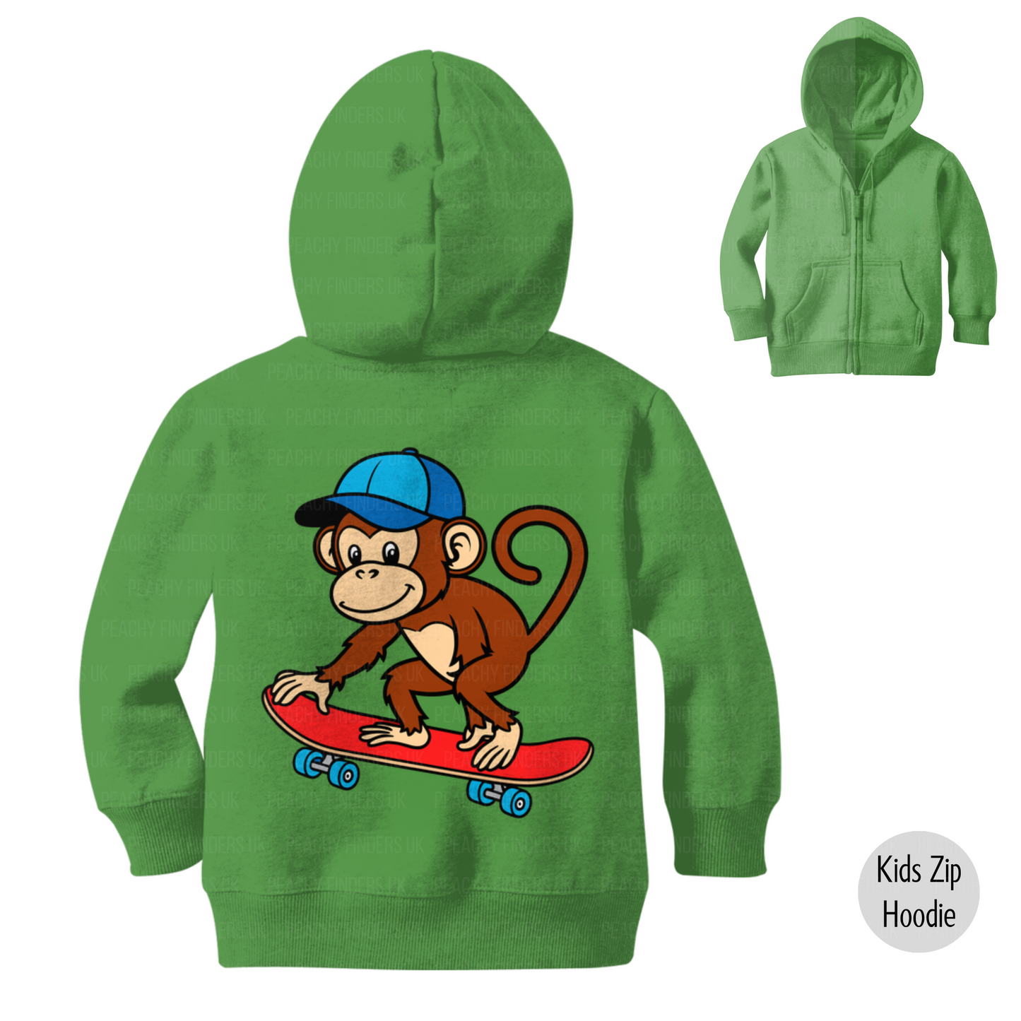 Kids Skateboarding Monkey Zip Hoodie