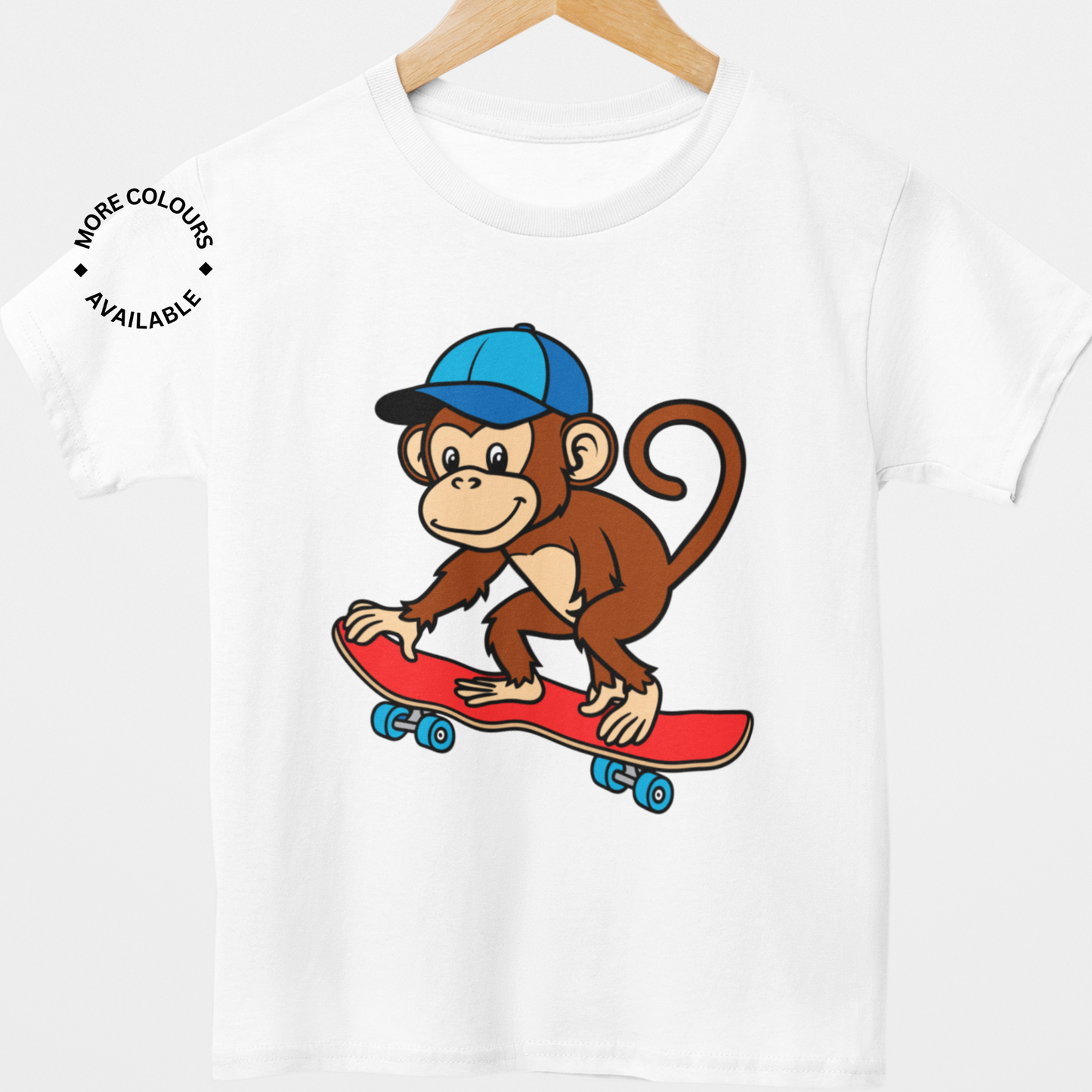 Unisex Kids Skateboarding Monkey T-shirt